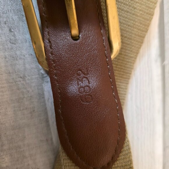 Vintage Torino Leather & Canvas Belt With Brass Buckle Size 42 - Picture 6 of 8